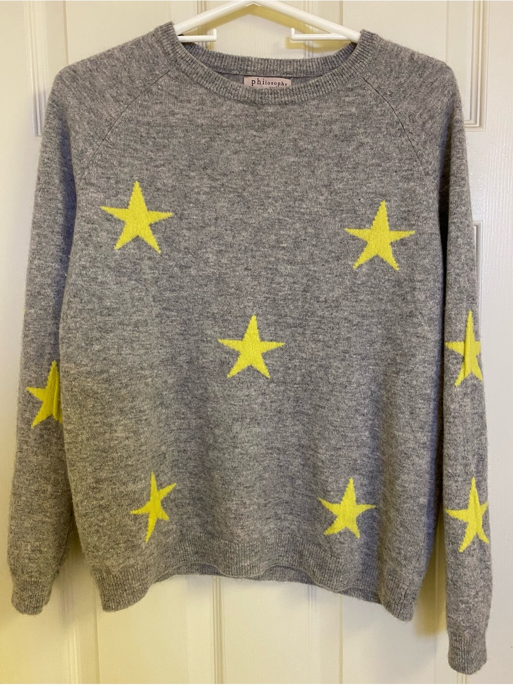 philosophy Gray Cashmere Sweater with Yellow Star Motif